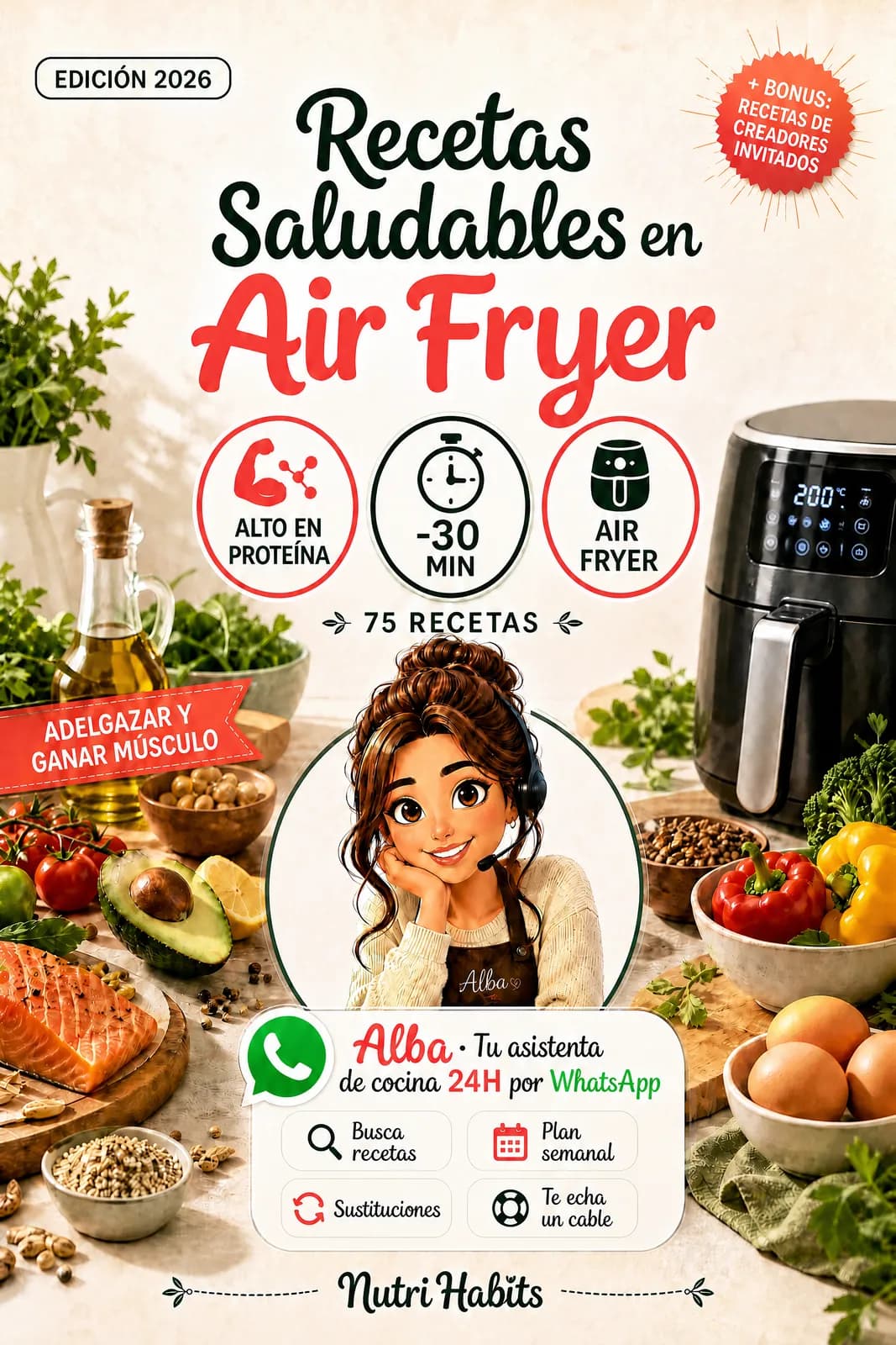 Portada de Recetas Fitness en Freidora de Aire para Adelgazar y Ganar Músculo