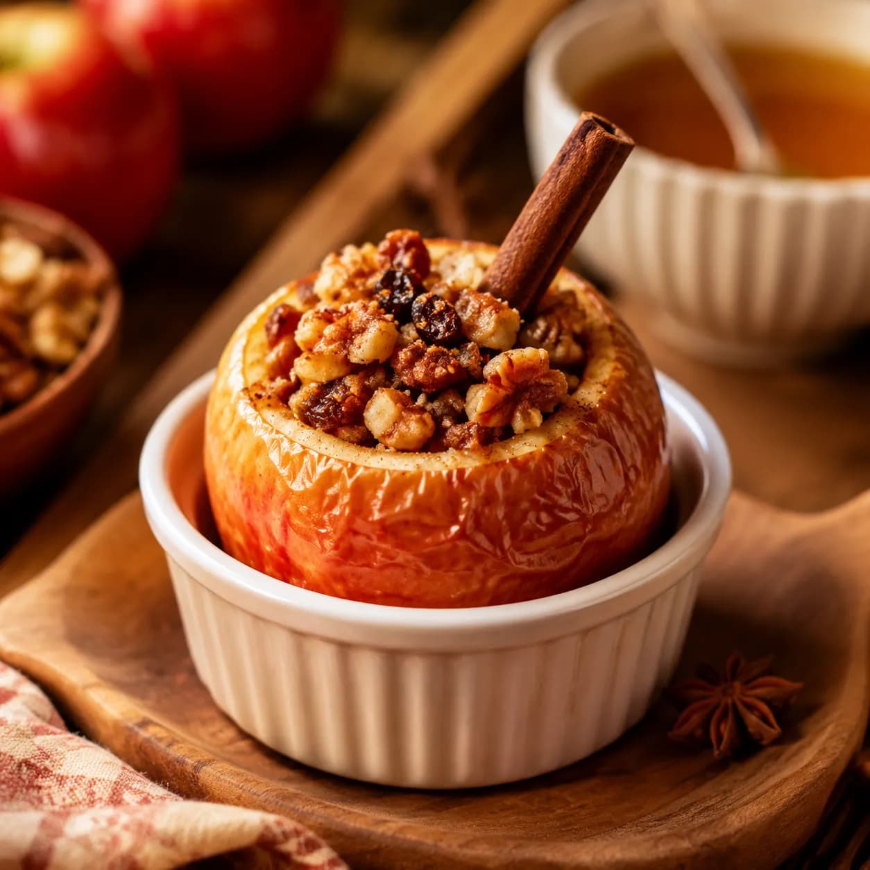 Manzanas asadas rellenas de avena y canela
