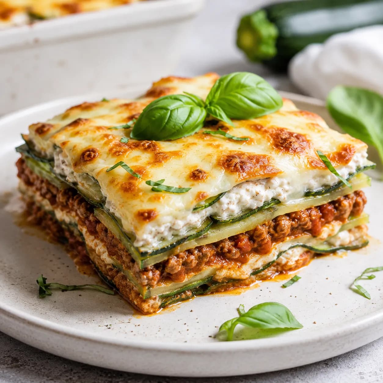 Lasaña de calabacín y carne magra sin pasta