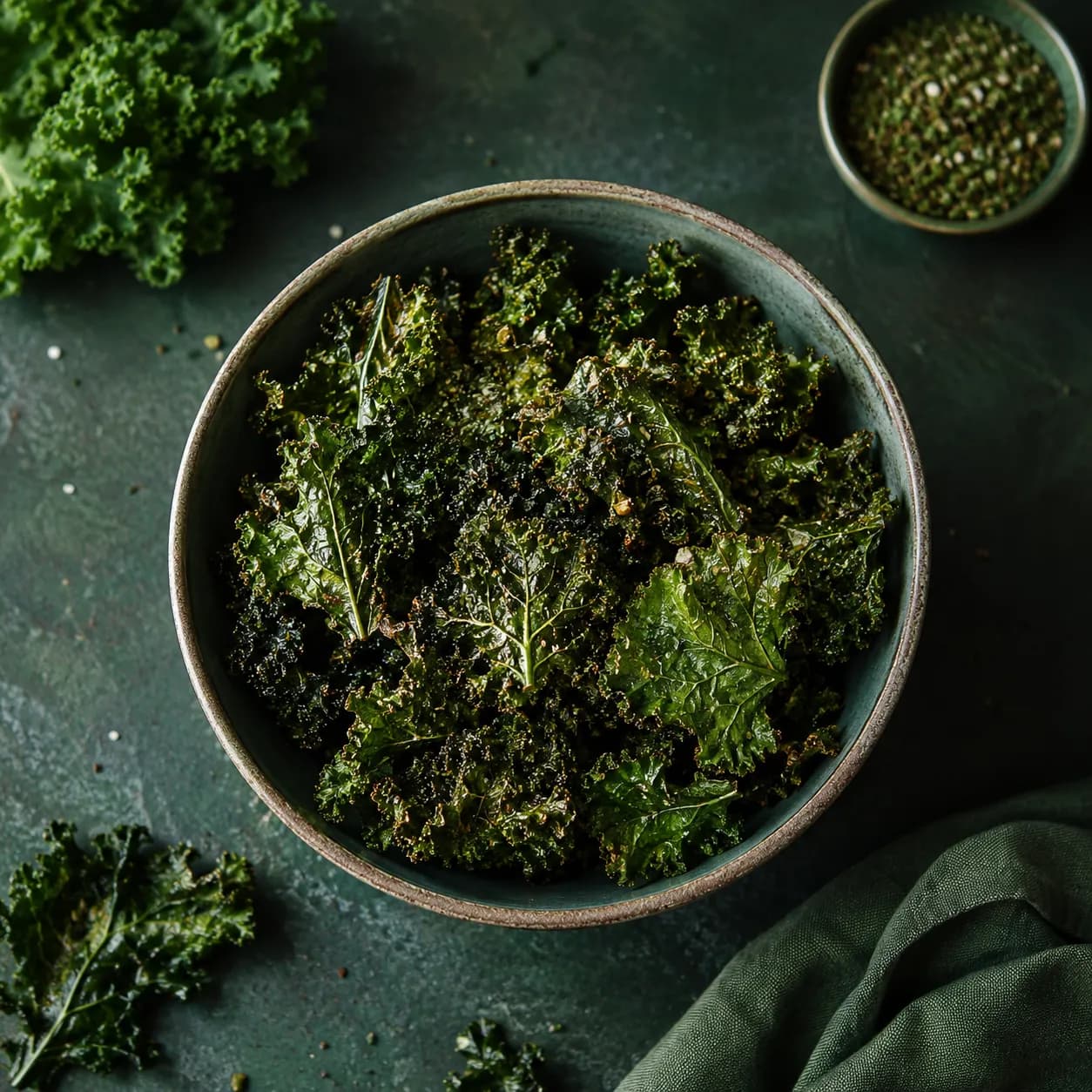 Chips de kale con sal marina y pimentón dulce