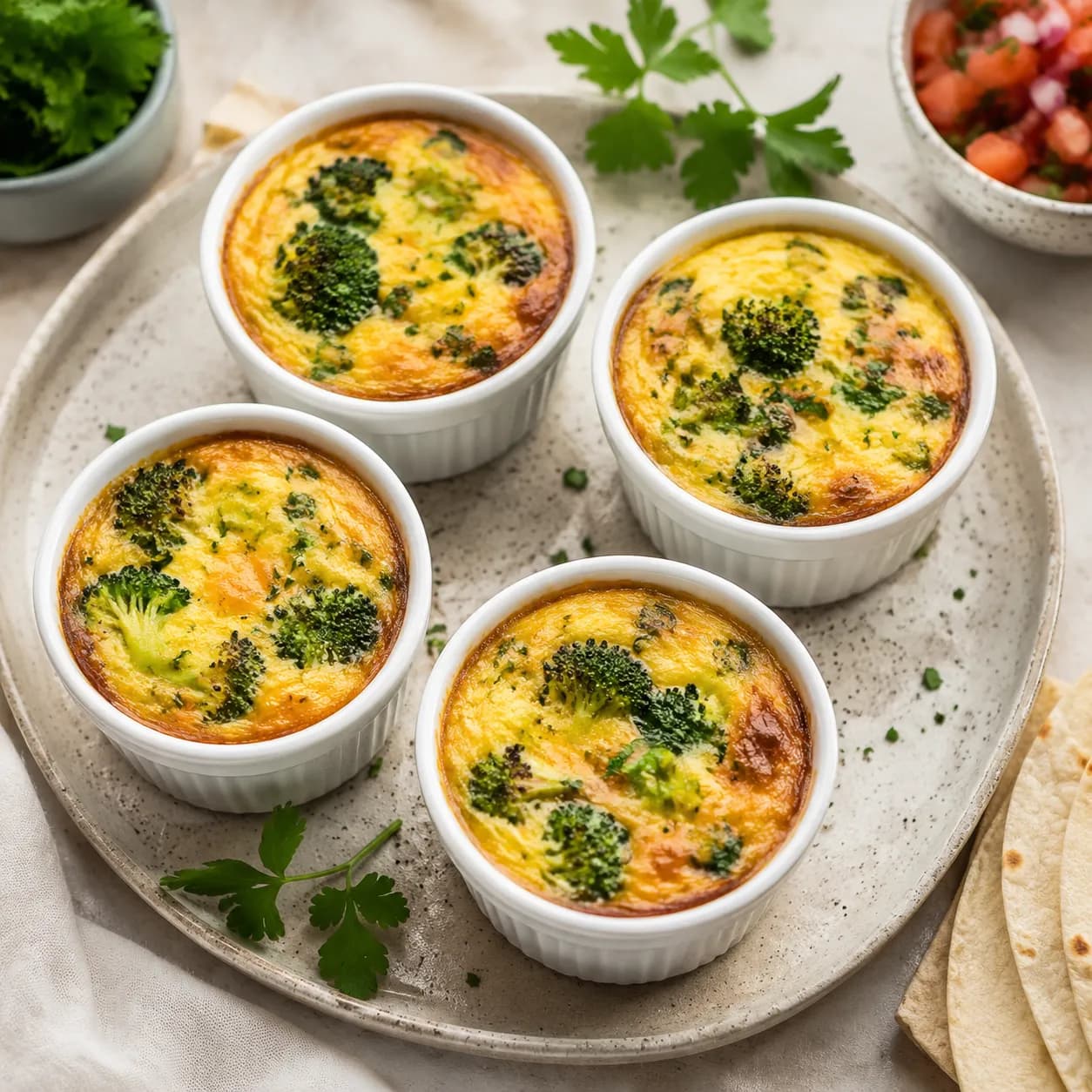 Quiche individual de brócoli y claras sin masa