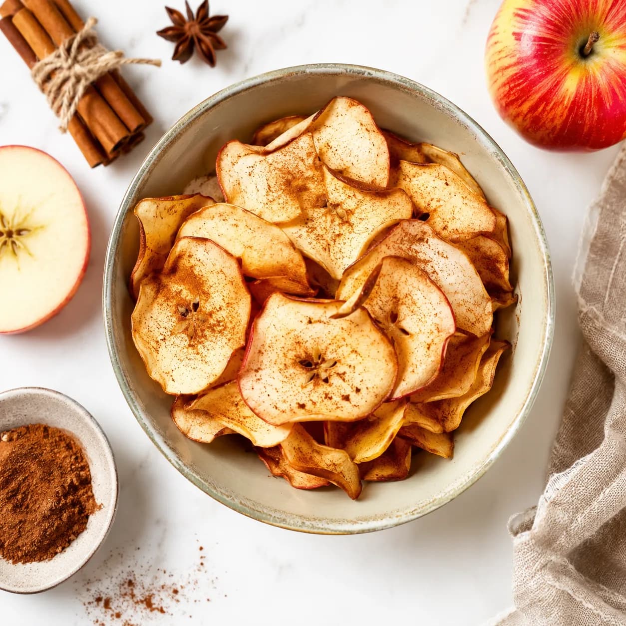 Chips de manzana y canela sin azúcar añadido