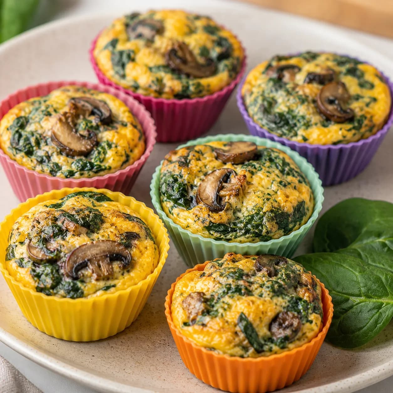 Mini frittata de espinacas y champiñones