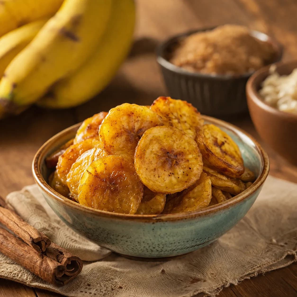 Chips de plátano macho con canela