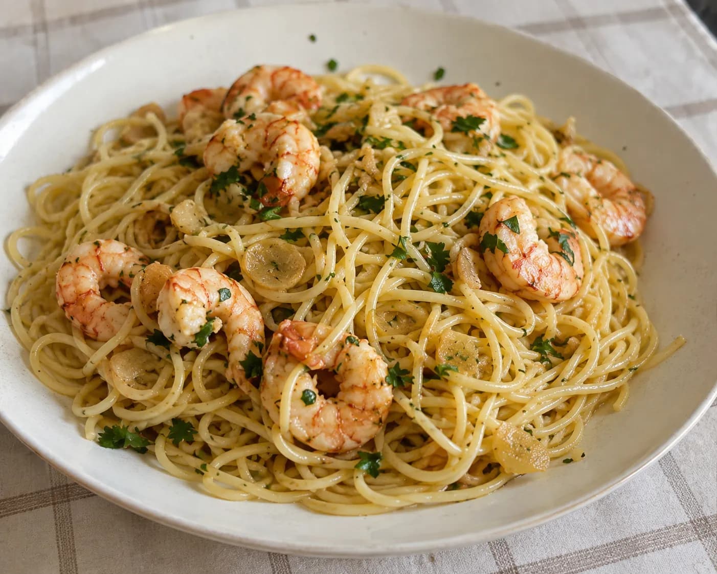 Espaguetis con gambas al ajillo