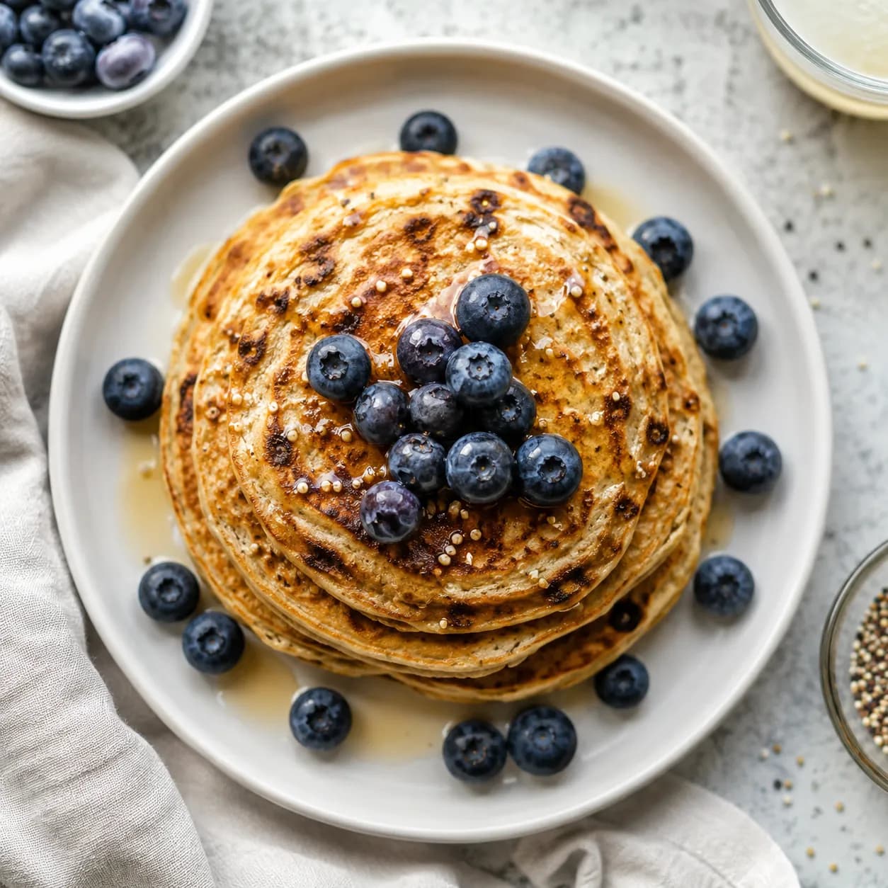 Tortitas de proteína con arándanos calientes